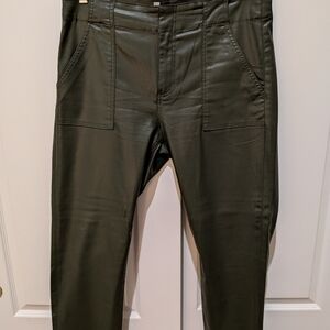 Kut from the Kloth Coated Olive Green Reese Ankle Straight Leg Jeans (Size 14)